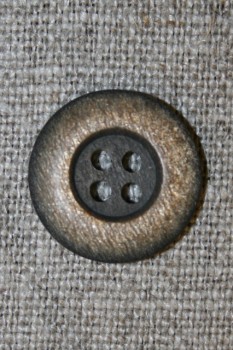 4-huls knap mørkebrun/gylden, 18 mm.