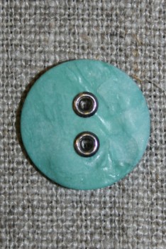 Aqua-Irgrøn knap m/sølv-huller, 18 mm.