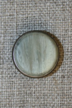 Knap marmor-look m/sølv-kant kit/koks, 16 mm.
