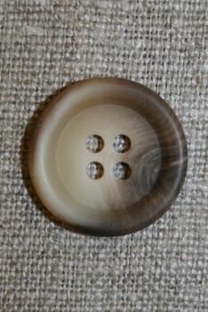 4-huls knap meleret off-white/beige/brun, 20 mm.