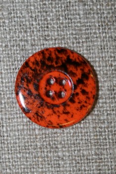 Knap m/pletter orange/sort 18 mm.