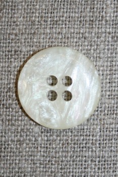Off-white 4-huls knap i perlemors-look, 18 mm.