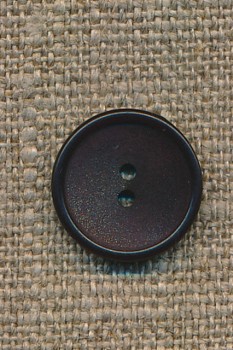 Mørkebrun 2-huls knap, 15 mm.