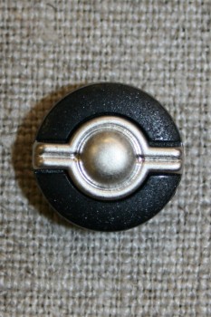 Knap sort/gl.sølv, 15 mm.