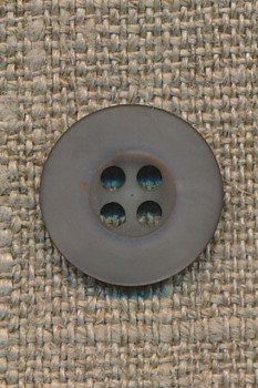 4-huls knap grå-brun, 15 mm.