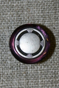 Lilla/gl.sølv knap 15 mm.
