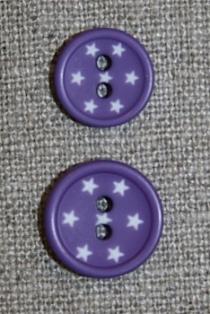 2-huls knap m/stjerner, lilla 15 mm