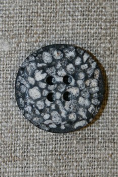 4-huls knap i sten-look sort/grå/hvid, 22 mm.