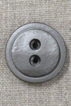 2-huls plast knap i gl.sølv 28 mm.