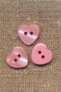 Hjerte knap i lyserød, 12 mm.