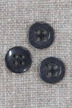 Lille koksgrå 4-huls knap, 10 mm.