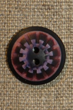 2-huls knap mønstret i rosa aubergine lilla 20 mm.