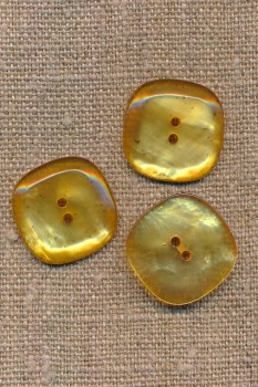 2-huld knap let firkantet i gul, 20 mm.