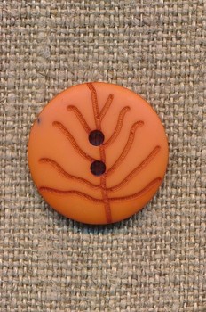 Knap med blad i brændt orange, 20 mm.