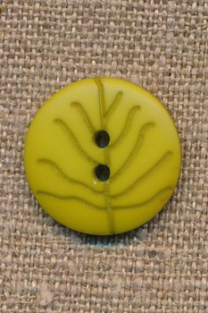 Knap med blad i lys oliven, 20 mm.