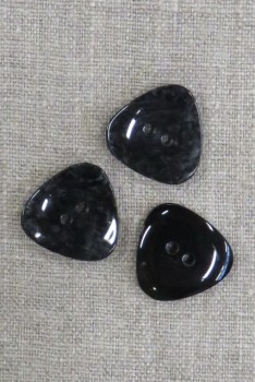 3-kantet knap i sort/koksgrå, 22 mm.