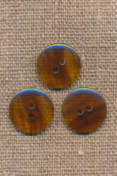 Knap gennemsigtig i gylden og brun, 15 mm.