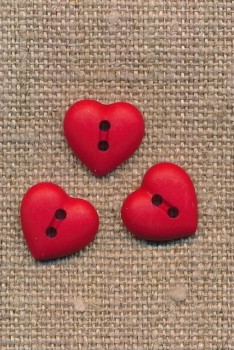 Hjerte knap i rød, 12 mm.