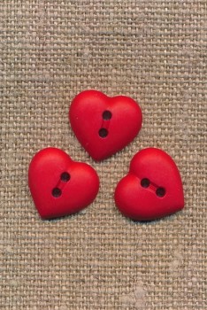Hjerte knap i rød, 15 mm.