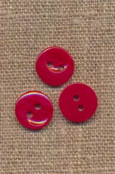 2-huls knap i rød, 13 mm.