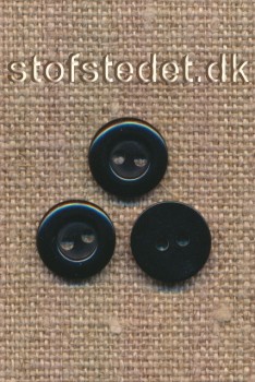 Lille 2-huls knap i sort 11 mm. 