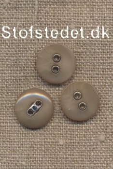 Knap m/sølv-huller i beige/kit 15 mm.