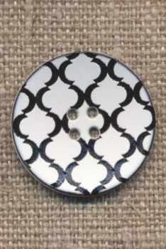 4-huls kanp i hvid/sort, 23 mm