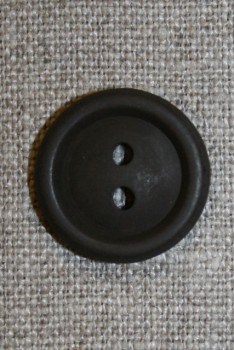Mørkebrun 2-huls knap, 20 mm.