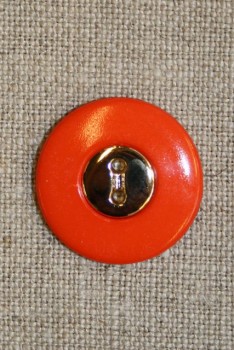 Orange knap m/guld midte 23 mm.