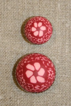 Knap m/malede blomster, rosa 20 mm
