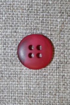 4-huls knap hindbærrød meleret, 15 mm.