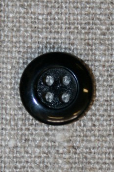 Sort 4-huls knap, 12 mm.