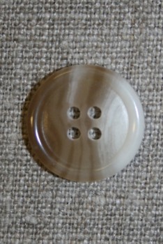 Meleret 4-huls knap lysebrun/off-white, 18 mm.