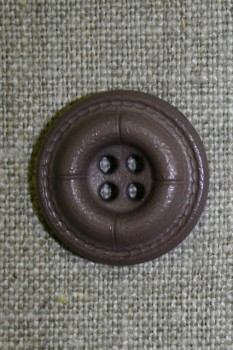 Grå-brun 4-huls knap i læder-look