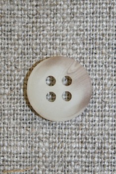 Off-white/lysebrun meleret 4-huls knap, 13 mm.