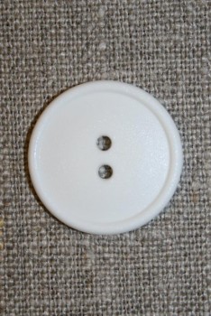 Hvid 2-huls knap, 22 mm.
