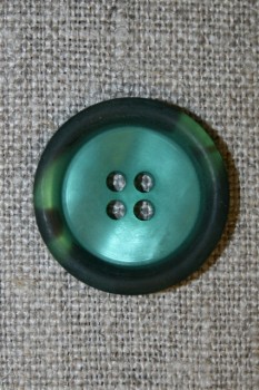 Petrol-grøn knap m/kant i army-look, 22 mm.