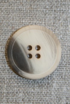 4-huls knap off-white/creme/brun, 22 mm.