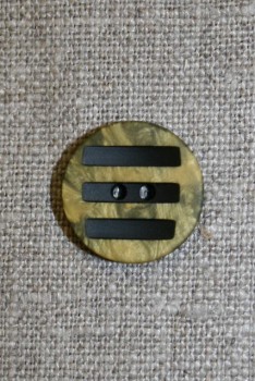 Knap m/striber sort/okker-lime, 18 mm.