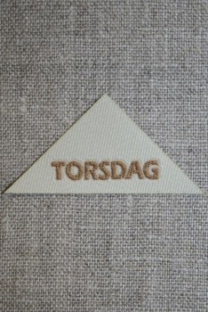 Beige mærke - label trekantet "Torsdag"