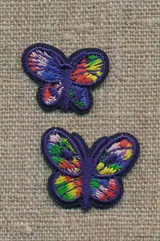 Strygemærke med 2 multifarvede sommerfugle