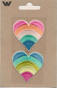 2 Motiver med hjerte i regnbue farver 50 mm