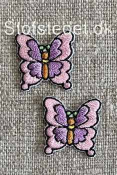 Strygemærke med 2 små lyserøde sommerfugle
