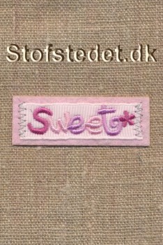 Strygemærke "Sweet" i lyserød, pink og sølv