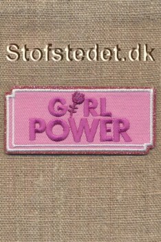 Strygemærke "Girl Power" i lyserød, pink og hvid