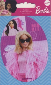 Strygemærke oval med Barbie lyserød og cerisse
