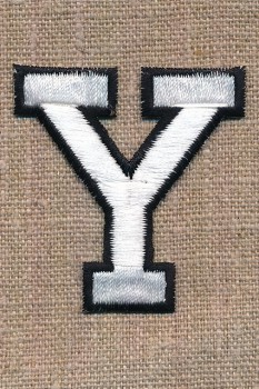 Y - Bogstaver til påstrygning i hvid og sort, 52 mm.