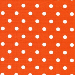 Bomulds-poplin m/hvide prikker, orange