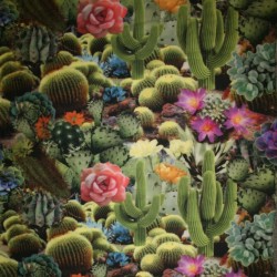 Fast bomuld med digitalt tryk kaktus