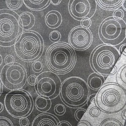 Rest Dug-stof jacquard m/cirkler i sort og sølv-50 cm. 